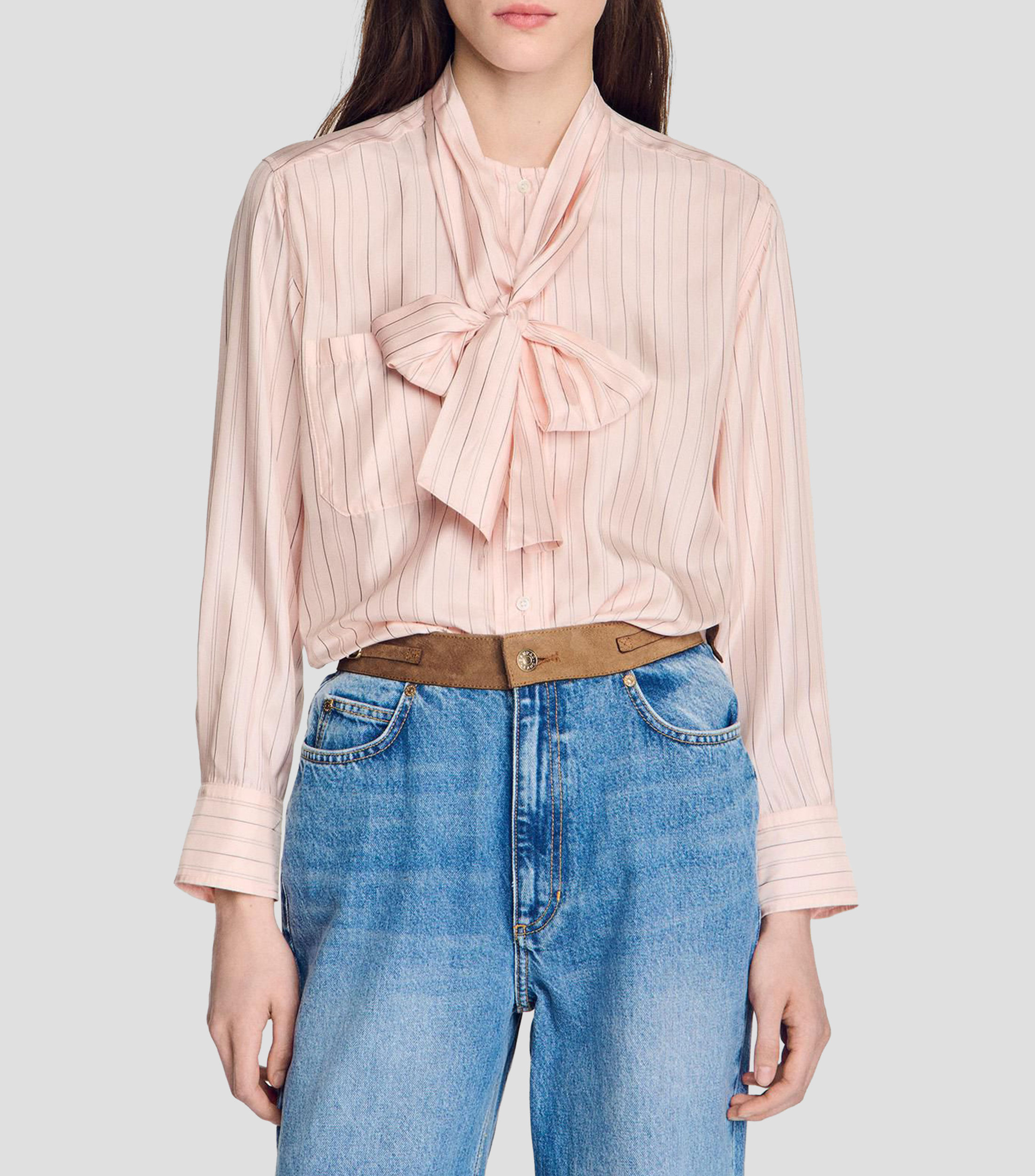 Camisa con rayas manga larga Mujer